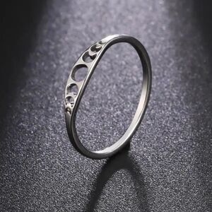 Moon phase cutout silver ring 6 crescent witchy boho stainless elegant gift